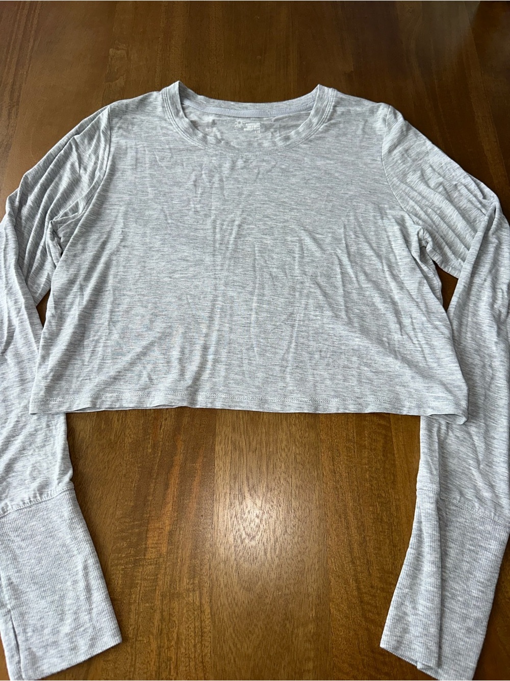Light Gray Long Sleeve Crop Top - Aerie Offline